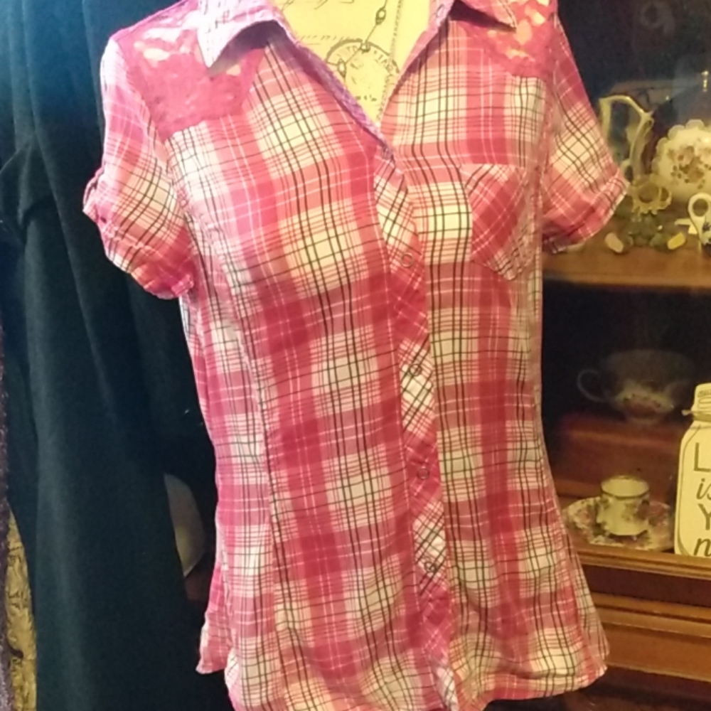 Pink snap up blouse